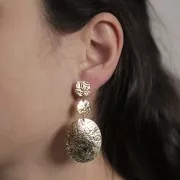 Intercalaire rond 10.5 mm effet martelé - Doré à l'or fin x1