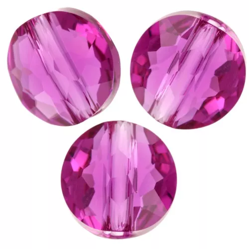 Perles rondes plates - 6 mm - Thin Round  PureCrystal 5034 - Fuchsia x6