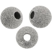 Perles Rondes diamantées 6 mm en Argent 925 plaqué rhodium Gris x5|raw }}