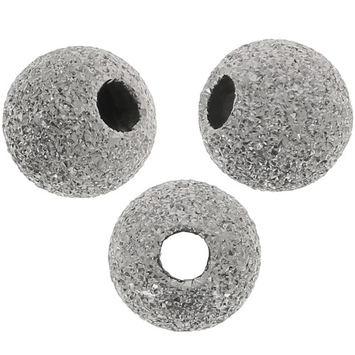 Perles Rondes diamantées 6 mm en Argent 925 plaqué rhodium Gris x5
