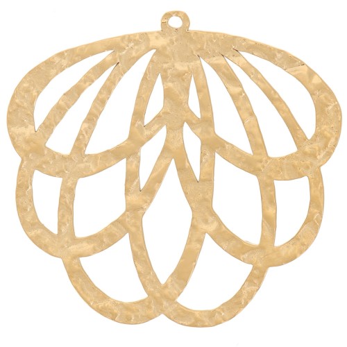 Pendentif feuille ajouré texturé 29x30 mm - Acier inoxydable 316L Doré x1