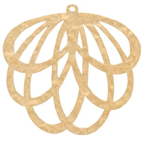 Pendentif feuille ajouré texturé 29x30 mm - Acier inoxydable 316L Doré x1