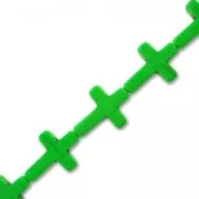 Perle Croix imitation Howlite teintée 30 mm Vert Fluo x1