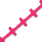 Perle Croix imitation Howlite teintée 30 mm Rose Fluo x1|raw }}