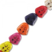 Perles têtes de Bouddha imitation Howlite teintées 15 mm Multi|raw }}
