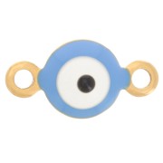 Intercalaire rond 6 mm avec résine époxy motif oeil bleu - Acier inox 304L Doré x1