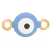 Intercalaire rond 6 mm avec résine époxy motif oeil bleu - Acier inox 304L Doré x1