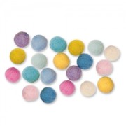 Assortiment de perles en laine feutrée 15 mm Pastel x20|raw }}