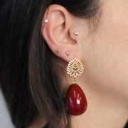 Perle poire en résine translucide 31x22 mm - Ambre marbré x1