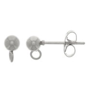 Clous d'oreilles boule 4 mm avec anneau ouvert - Acier inoxydable 304 x2