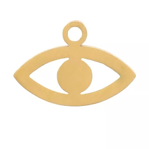 Breloques oeil 6.5x9 mm - Acier inoxydable 316L Doré x4