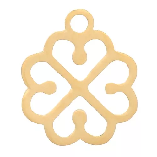Breloques trèfle ajourées 9x7 mm - Acier inoxydable 316L Doré x4