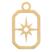 Breloques rectangle motif étoile du Nord 9.5x5.5 mm - Acier inox 316L Doré x4