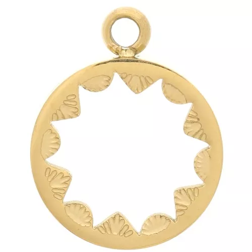 Serti pendentif pour cabochon plat 10 mm - Acier inoxydable 316L Doré x1