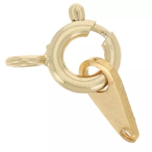 Fermoir à ressort avec attache tag 6 mm - Doré à l'or fin x1