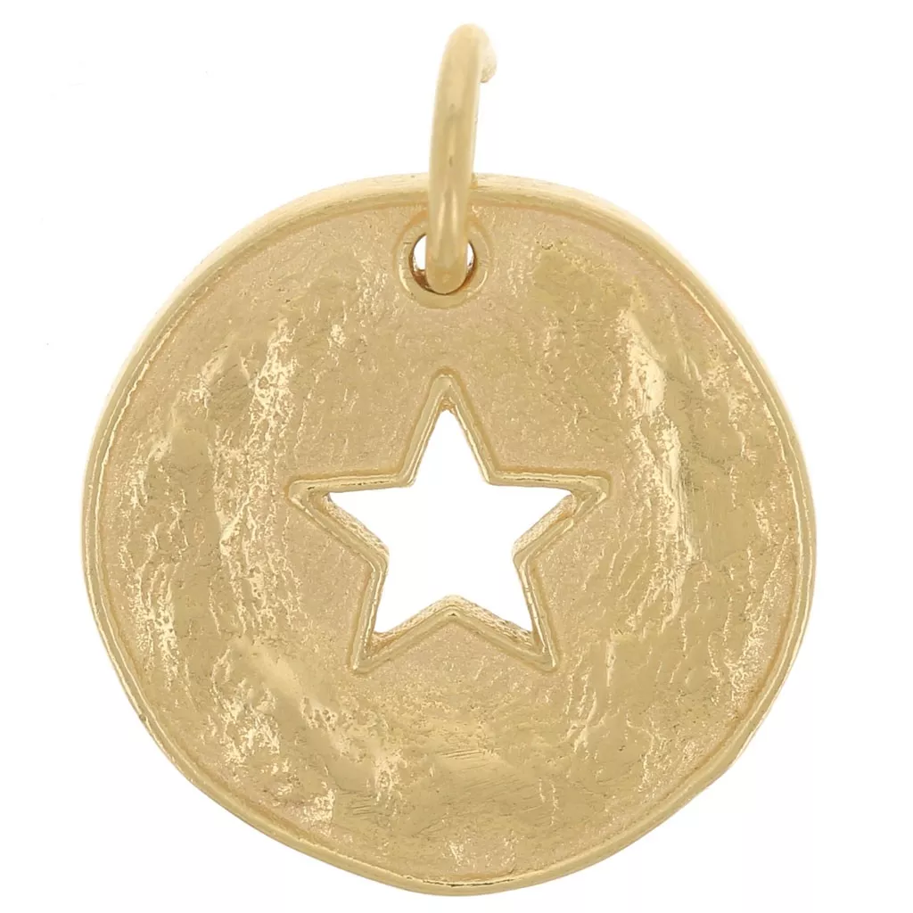Ancien Pendentif Médaille Plaqué Or - Style Art Déco - Breloque Étoile