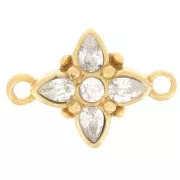 Intercalaire fleur 10x14 mm avec oxydes de Zirconium - Doré à l'or fin - Crystal