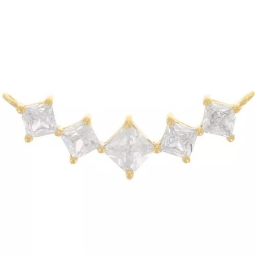 Intercalaire losange en oxydes de zirconium 32x10 mm - Doré à l'or fin - Crystal