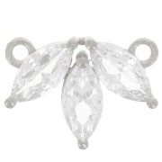 Intercalaire pétales 11x14.5 mm en oxydes de Zirconium - Argent 925 - Crystal x1