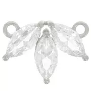 Intercalaire pétales 11x14.5 mm en oxydes de Zirconium - Argent 925 - Crystal x1