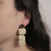 Pendentif intercalaire rectangle 19x20 mm - Acier inoxydable 316L Doré x2