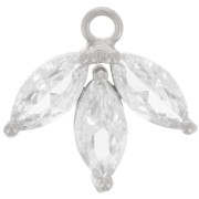 Breloque pétales 14 mm en oxydes de Zirconium - Argent 925 - Crystal x1|raw }}
