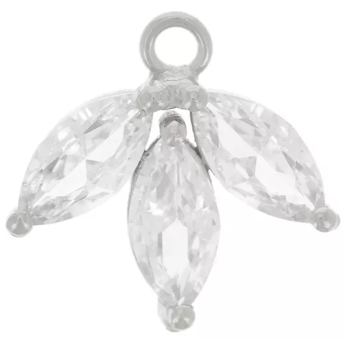 Breloque pétales 14 mm en oxydes de Zirconium - Argent 925 - Crystal x1