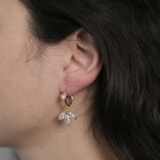 Créoles 16 mm avec coeur en oxyde de zirconium - anneau ouvert - Argent 925 x2