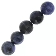 Perle Ronde facettée 14 mm en pierre gemme Sodalite x1