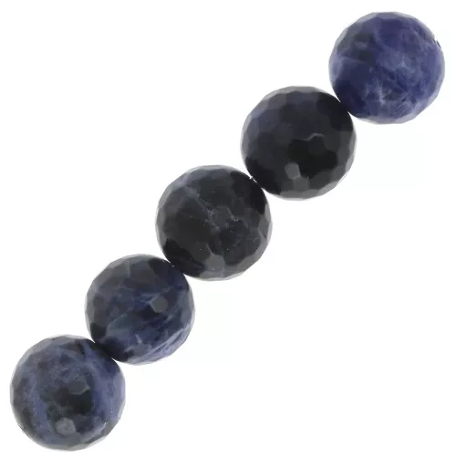 Perle Ronde facettée 14 mm en pierre gemme Sodalite x1