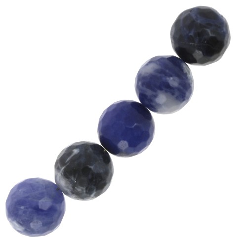 Perle Ronde facettée 12 mm en pierre gemme Sodalite x1