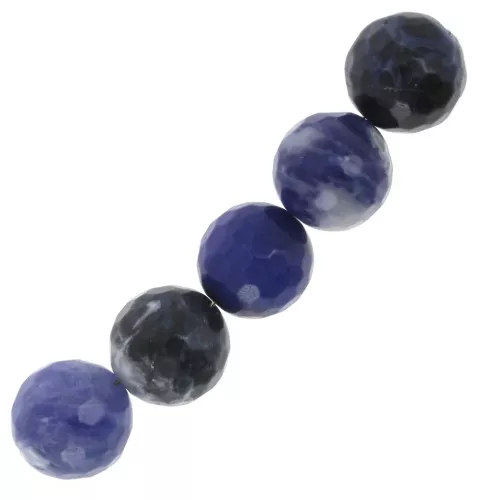 Perle Ronde facettée 12 mm en pierre gemme Sodalite x1