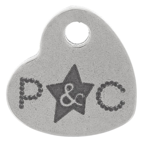 Breloques personnalisées coeur 7x8 mm - Logo simple - Acier inoxydable 304 x100