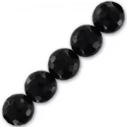 Perle Ronde facettée 12 mm en pierre gemme Agate noire x1