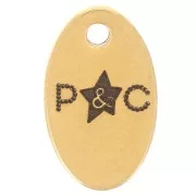 Breloques personnalisées ovale 10x6 mm - Logo simple - Acier inox 304 Doré x100