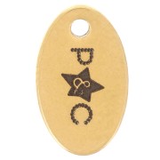 Breloques personnalisées ovale 10x6 mm - Logo simple - Acier inox 304 Doré x100