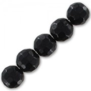 Perles Rondes facettées 4 mm en pierre gemme Onyx Noir x20