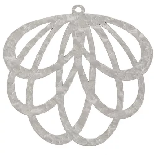 Pendentif feuille ajouré texturé 29x30 mm - Acier inoxydable 316L x1