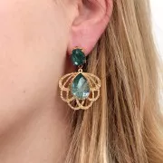 Pendentif feuille ajouré texturé 29x30 mm - Acier inoxydable 316L x1