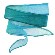 Ruban de soie 25 mm - Tie and dye - Bleu turquoise - Vert x85cm|raw }}