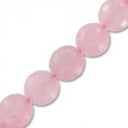 Perle Ronde facettée 14 mm en pierre gemme Quartz Rose x1|raw }}