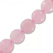 Perle Ronde facettée 12 mm en pierre gemme Quartz Rose x1