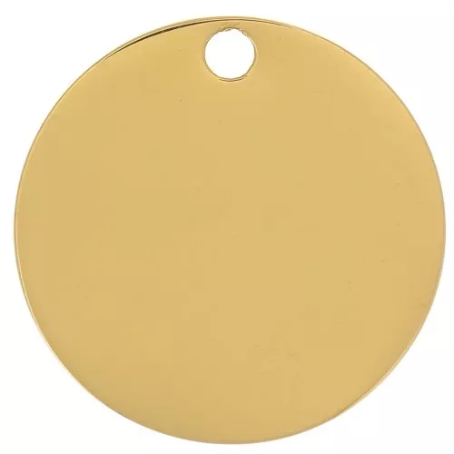Sequin rond 15 mm - médaille à graver - Acier inoxydable 316L Doré x1