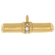 Pendentif barre 8x21 mm avec strass - Acier inoxydable 316 Doré - Crystal x1