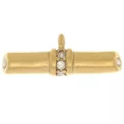 Pendentif barre 8x21 mm avec strass - Acier inoxydable 316 Doré - Crystal x1
