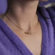 Pendentif barre 8x21 mm avec strass - Acier inoxydable 316L Doré - Crystal x1