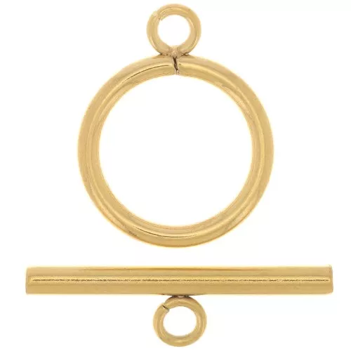 Fermoir T pour bracelet ou collier 16 mm - Acier inoxydable 304L Doré x1