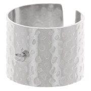 Bague large martelée 15 mm réglable - anneau fermé - T52 à 58 - Acier inox 316L x1|raw }}