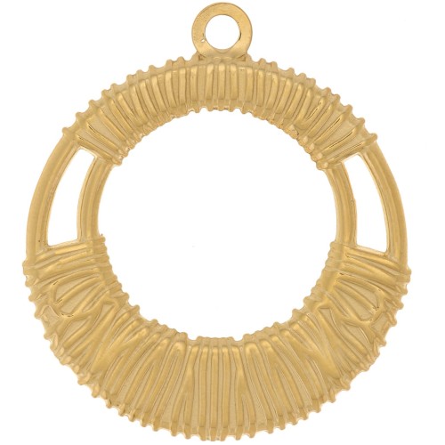 Pendentif rond évidé 30 mm effet tressé - Acier inoxydable 304L Doré x1