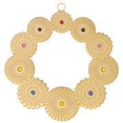 Pendentifs ronds évidés texturés 40 mm avec strass - Acier inoxydable 316L Doré x2